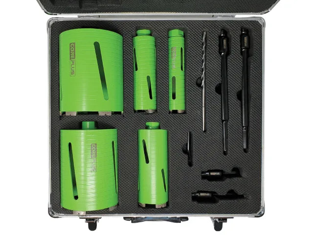 Core Plus Diamond Dry Core Drill Bit Set, 11 Piece