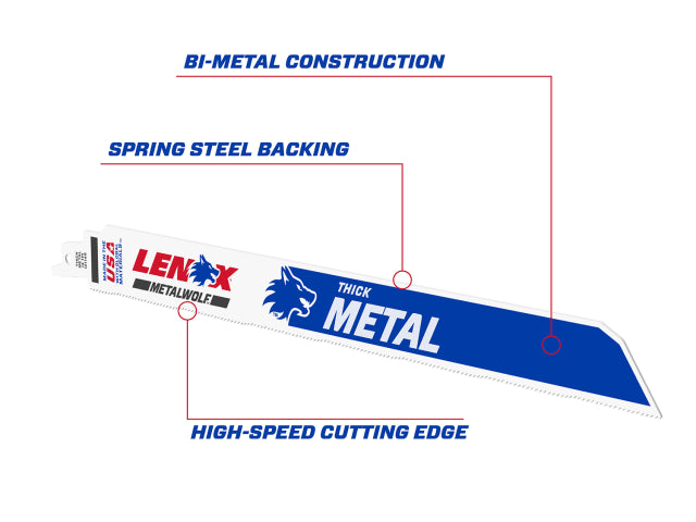 MetalWolf Wave Edge Reciprocating Saw Blade 305 x 25 x 1.07mm 14 TPI (Pack 5)