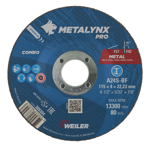 METALYNX PRO Metal 115X6.5X22.23 A24S-BF Combo wheel for Steel