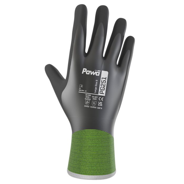 Pawa PG251 Water Resistant Anti-Cut Gloves (Cut D - EN388:2016 3-X-4-2-D)