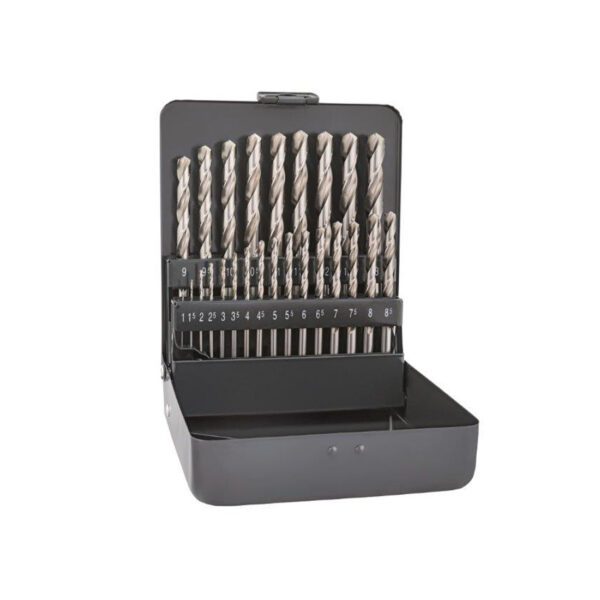 25 Piece HSS Cobalt Drill Bit Set 1-13mm in Metal Case