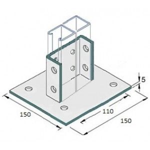 XL DOUBLE CHANNEL BASE PLATE (HDG)
