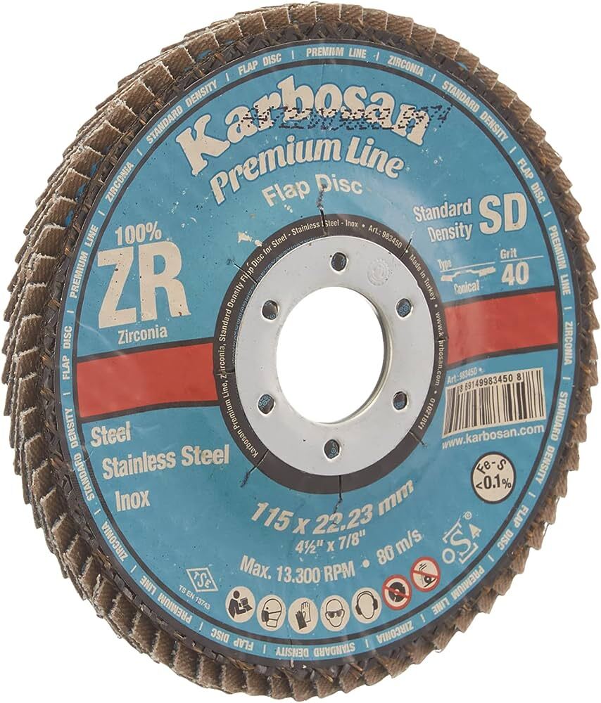 Karbosan Premium Line 100% ZR40 Conical Flap Disc 115x22.23 x 10