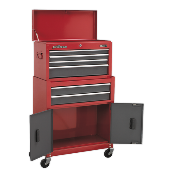 Topchest & Rollcab Combination 6 Drawer - Red
