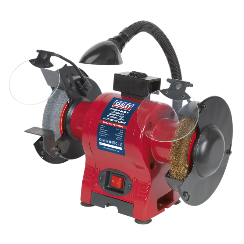 150mm Bench Grinder & Wire Wheel Combination with Worklight 250W/230V