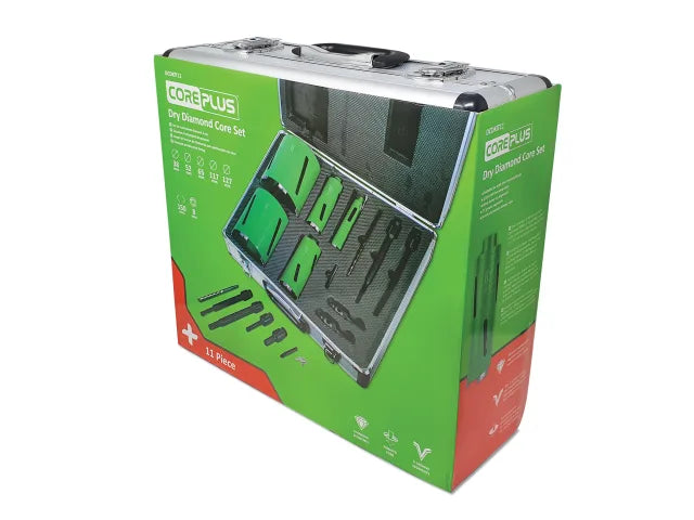 Core Plus Diamond Dry Core Drill Bit Set, 11 Piece