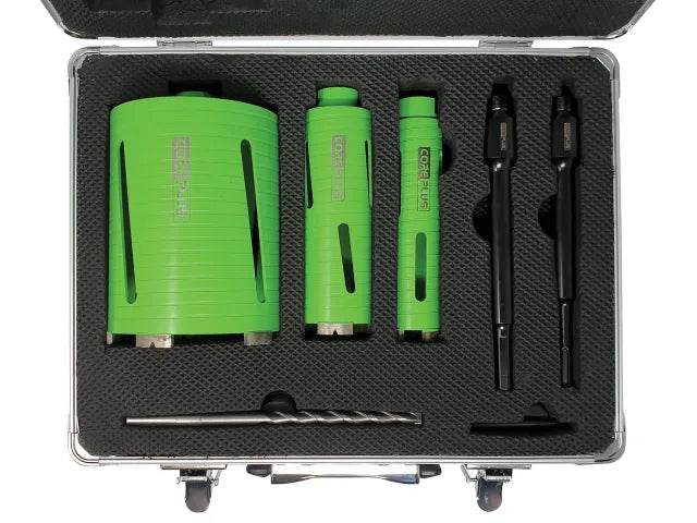 Core Plus Diamond Dry Core Drill Bit Set, 7 Piece