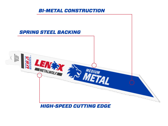MetalWolf Wave Edge Reciprocating Saw Blade 203 x 19 x 0.9mm 18 TPI (Pack 25)