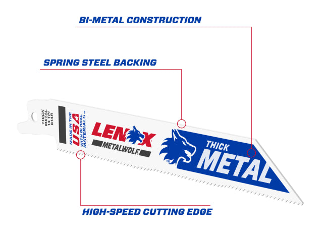 MetalWolf Wave Edge Reciprocating Saw Blade 152 x 19 x 0.9mm 14 TPI (Pack 25)