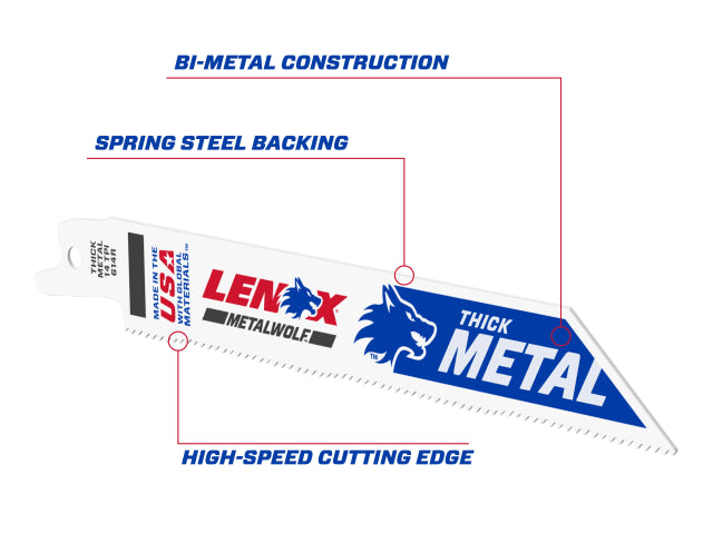 MetalWolf Wave Edge Reciprocating Saw Blade 152 x 19 x 0.9mm 14 TPI (Pack 5)