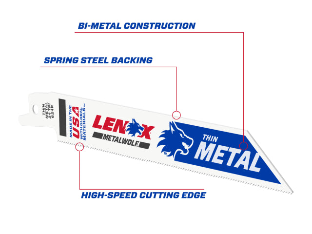 MetalWolf Wave Edge Reciprocating Saw Blade 152 x 19 x 0.9mm 24 TPI (Pack 5)