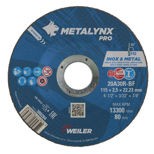 METALYNX PRO Inox & Metal 115X2,5X22,23 20A30R-BF Cutting Disc x 25