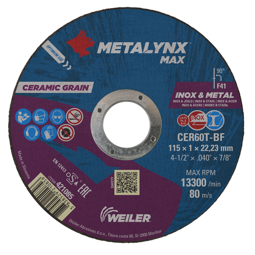 METALYNX MAX Ceramic 115X1X22,23 CER60T-BF Cutting Disc x 25