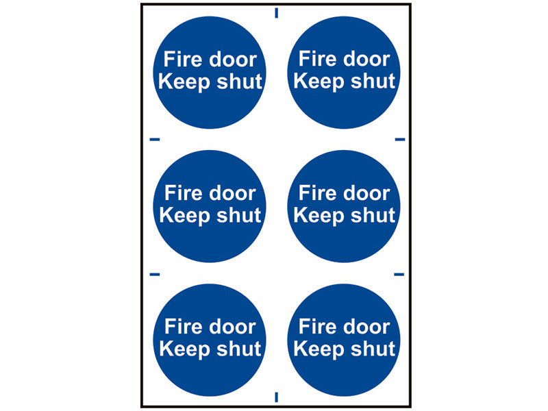 Fire Door Keep Shut - 6 PVC Signs 100 x 100mm