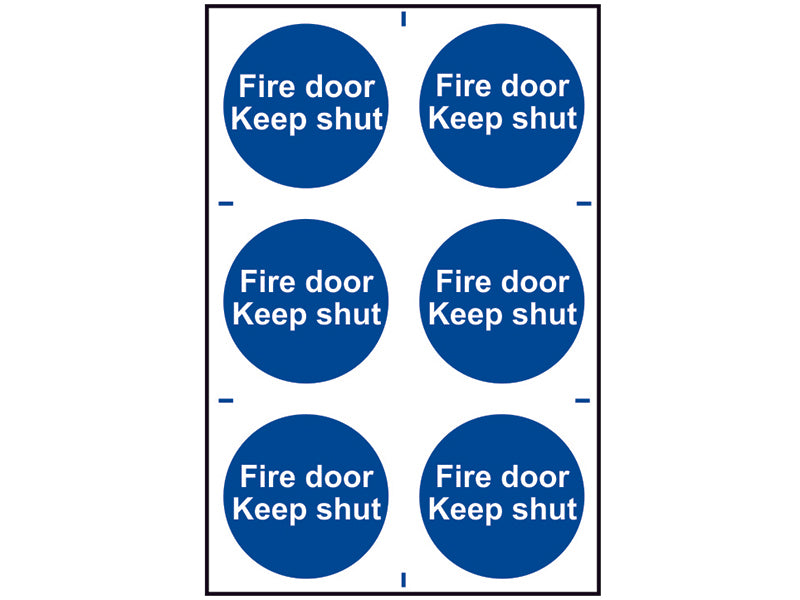 Fire Door Keep Shut - 6 PVC Signs 100 x 100mm