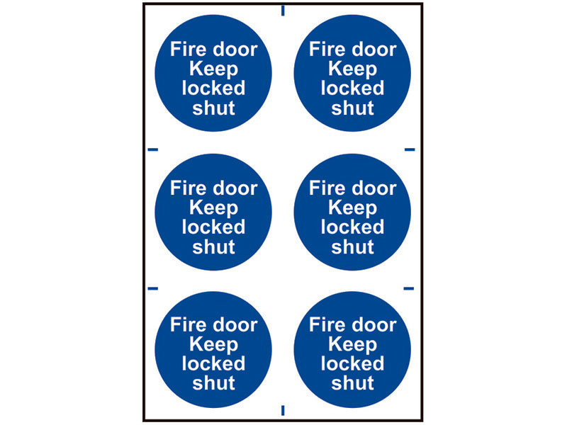 Fire Door Keep Locked Shut - 6 PVC Signs 100 x 100mm