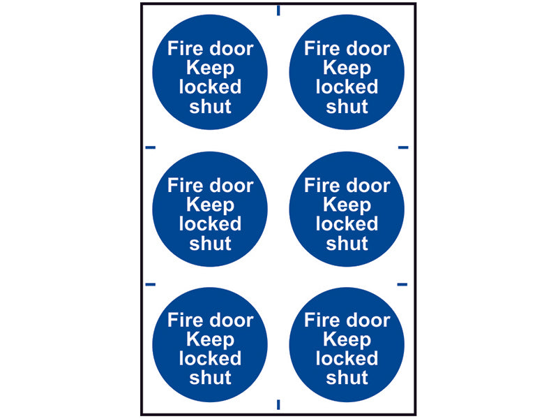 Fire Door Keep Locked Shut - 6 PVC Signs 100 x 100mm