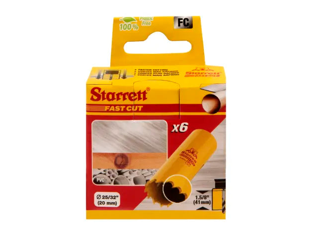 Starrett Fast Cut Bi-Metal Holesaw 20mm Bulk Pack of 6