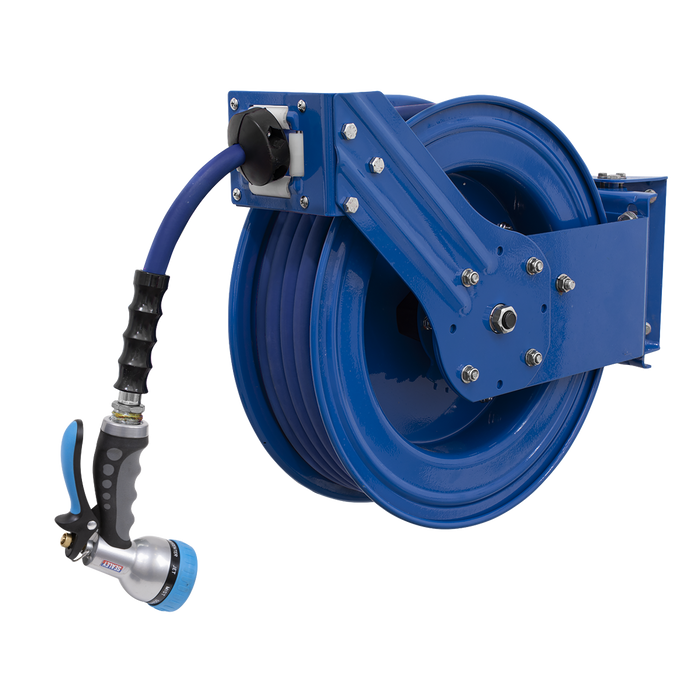 Heavy-Duty Retractable Water Hose Reel 15m 13mm ID Rubber Hose
