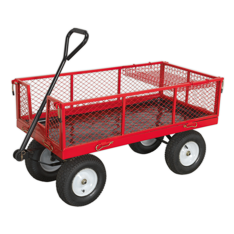 Sealey CST806 Platform Truck with Sides Pneumatic Tyres 450kg Capacity
