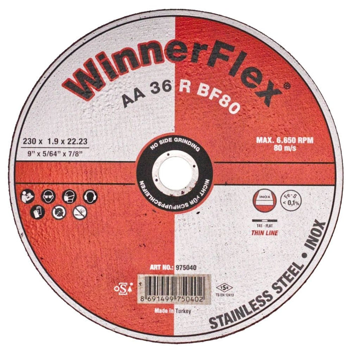 Inox Slitting Discs 230 X 2 X 22.2 (Winnerflex)