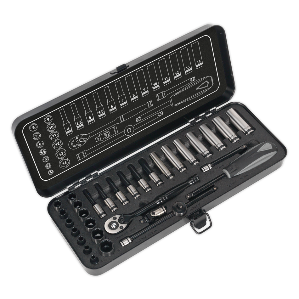 Premier Black Socket Set 1/4"Sq Drive 32pc