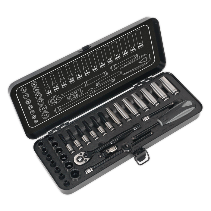 Premier Black Socket Set 1/4"Sq Drive 32pc