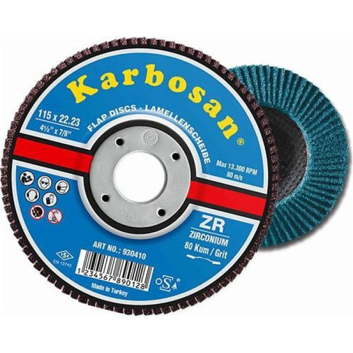 Karbosan Premium Line 100% ZR80 HD Flap Disc 115x22.23