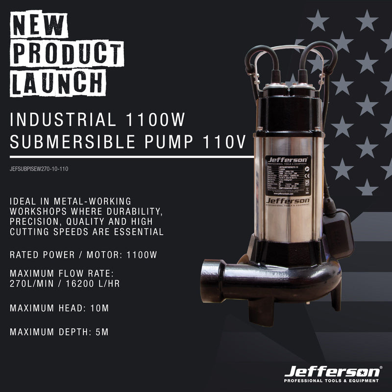 Industrial 1100W Submersible Sewage Pump (110V or 230V)