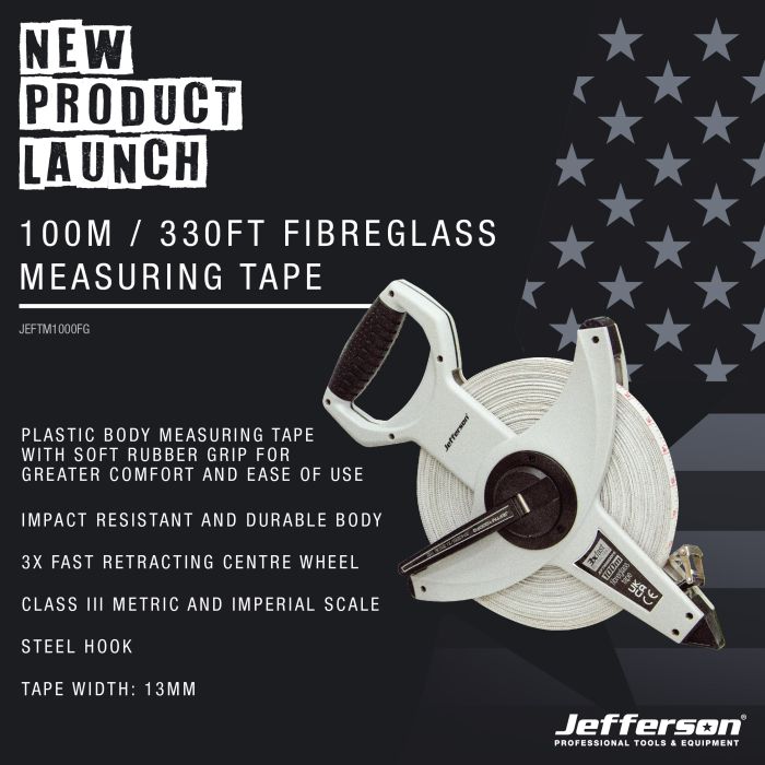 100m / 328ft Fibreglass Measuring Tape