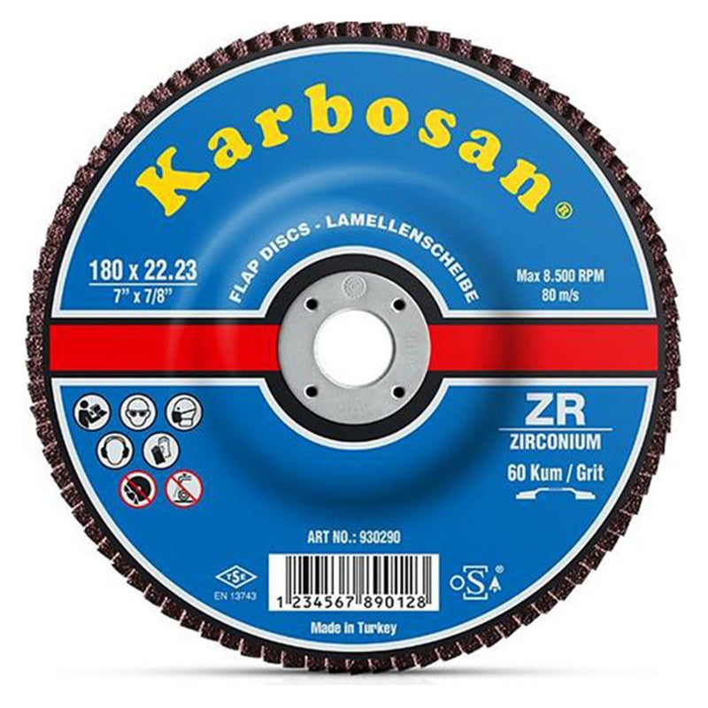 Karbosan Premium Line 100% ZR60 Conical Flap Disc 115x22.23 x 10