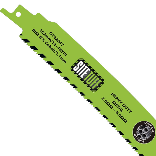 Scaffolding/ Heavy Duty Metal Reciprocating Saw Blade 152mm/14-18TPI Blade Material & Thickness: BIM 8% Cobalt/ 1.1mm 5 pack
